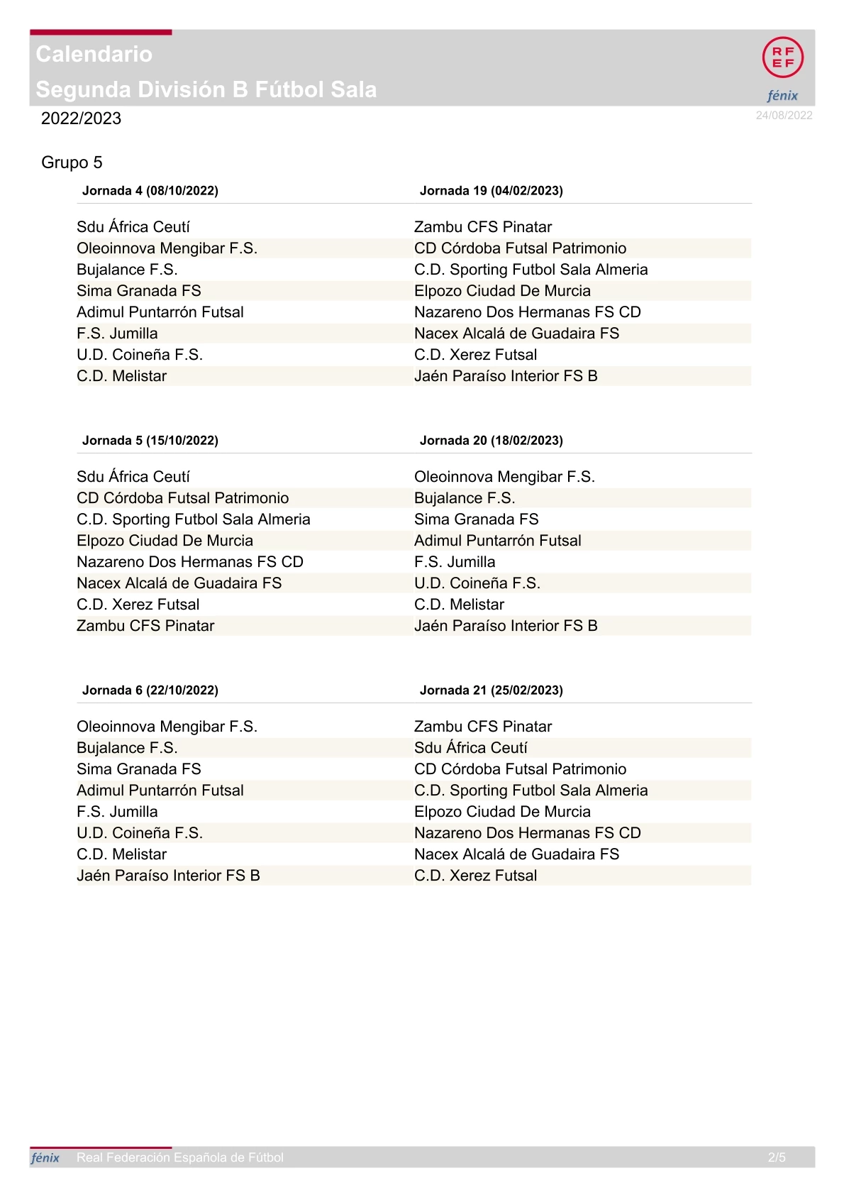 Segunda b futsal grupo 5